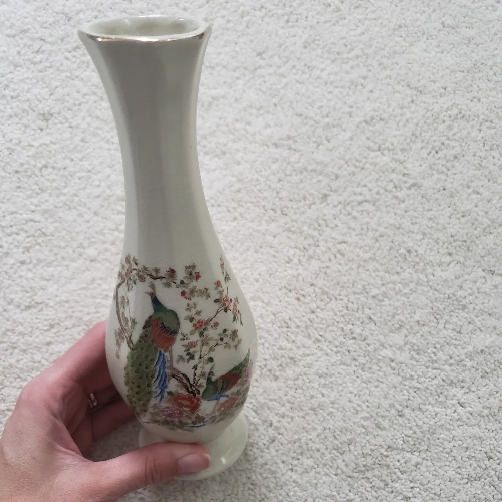 Vintage Peacock Bud Vase